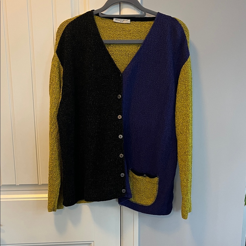 Margaret Winters Black, Purple, and Yellow Colorblock Cardigan XL